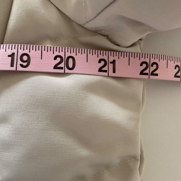 French Connection Hooded Puffer Quilted Jacket Coat Sz M Ecru Water Repellent - Picture 13 of 15